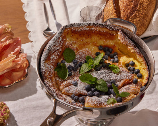 Dutch Baby with Blueberries and Lemon Mint Syrup