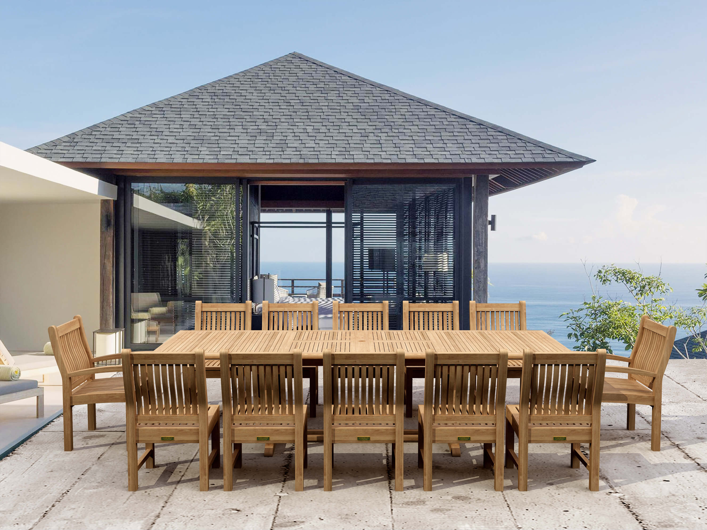 Outdoor Teak Dining Set for 12 - Valencia (Table) & Sahara (Chairs)