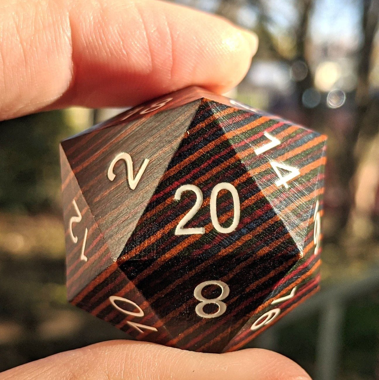 Large Wood D20 Wooden Die (Red, Blue, Black, and Brown) - The Fourth Place