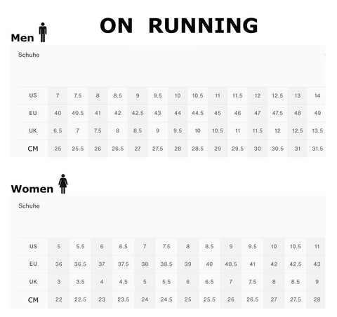 On Running Shoe Size Guide - SportSA