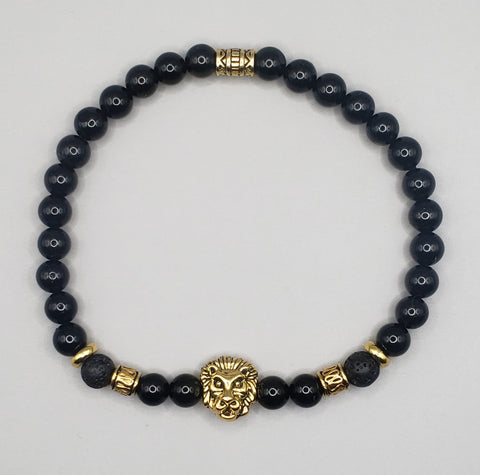 Buy RICH AND FAMOUS Gold Plated Lion Face with Tiger's Eye Stone and White  Howlite Stone Bracelet for Boys & Girls at Amazon.in