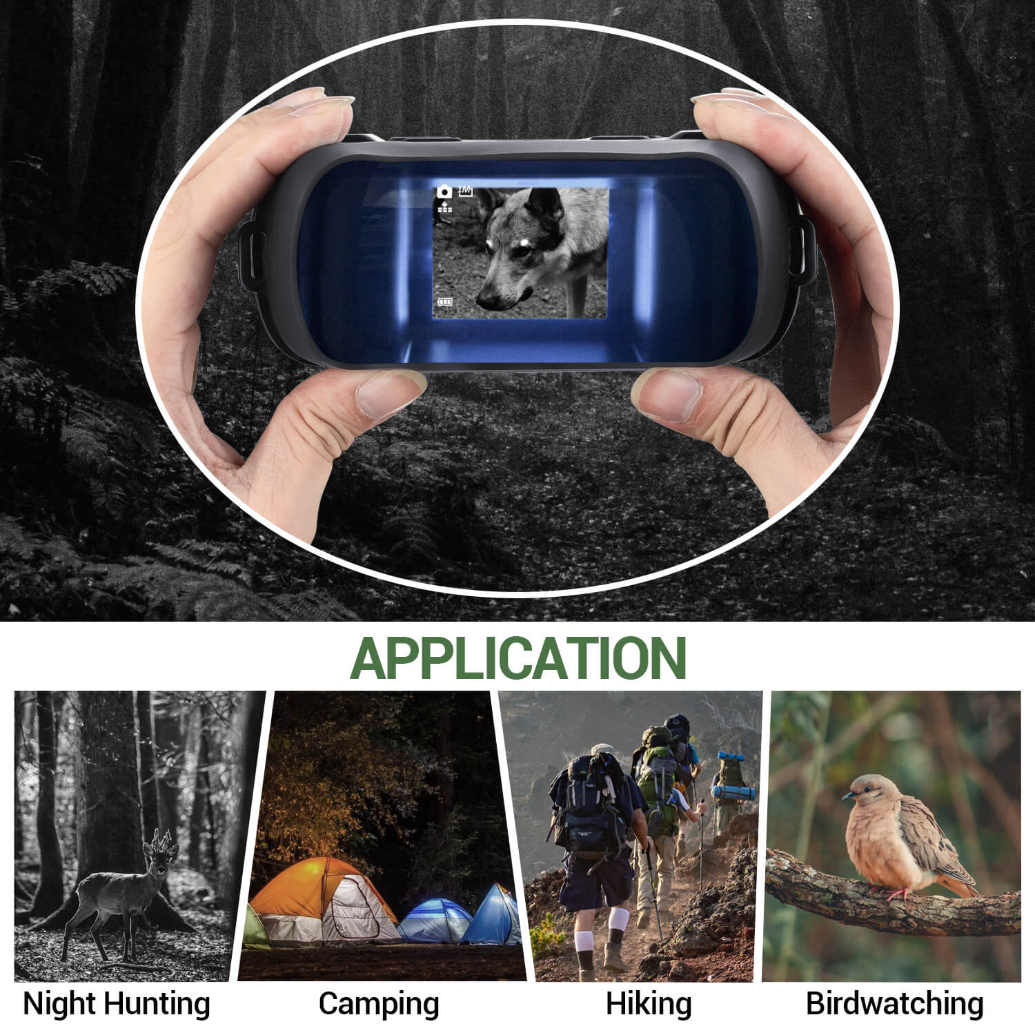 uscamel HTK-B117 - Usage scenarios, night hunting, camping, hiking, birdwatching