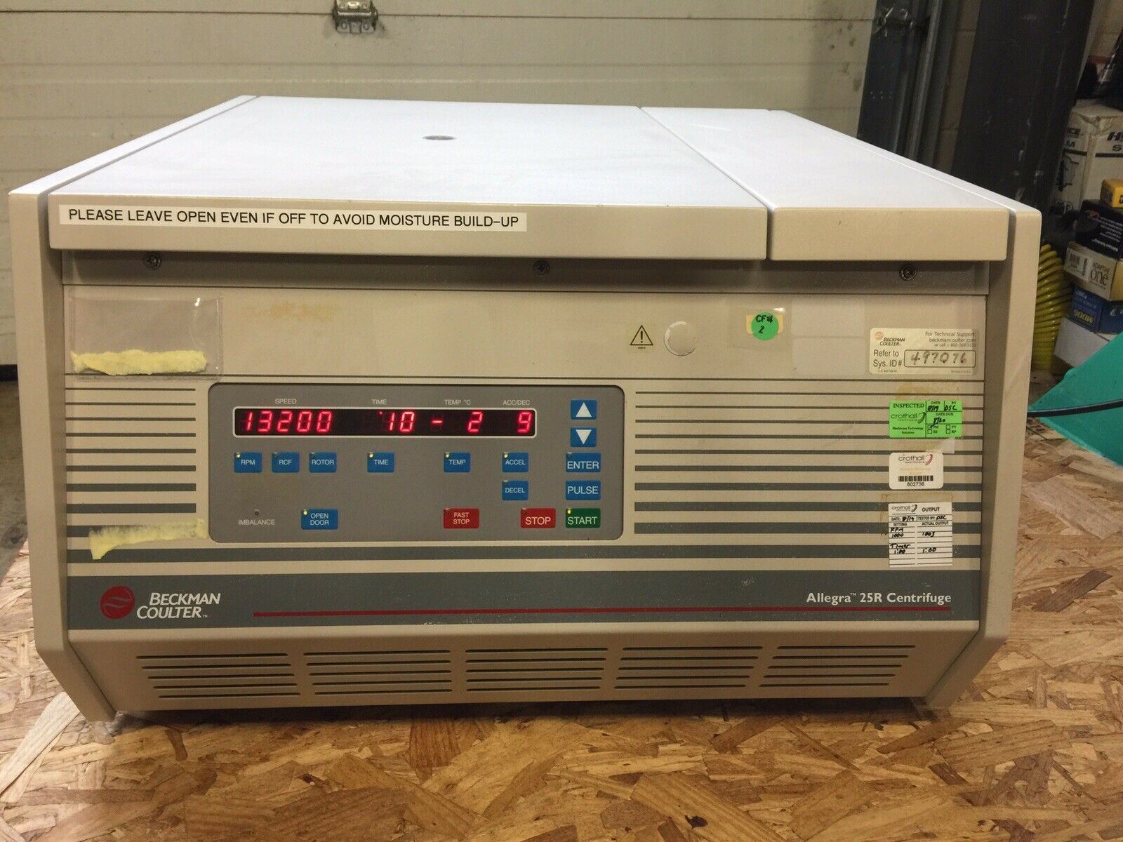 allegra 25r centrifuge max rpm