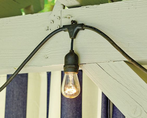 how to hang festoon lights on a covered patio? 