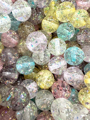 16mm Glitter Confetti Beads, Assorted Colors, 25 pcs - Cali Bees Creations