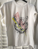 White Tiger print muscle sleeve t shirt