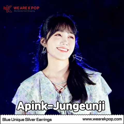 Blue unique silver earrings (Apink -Jeongeunji) - 925 Sterling Silver