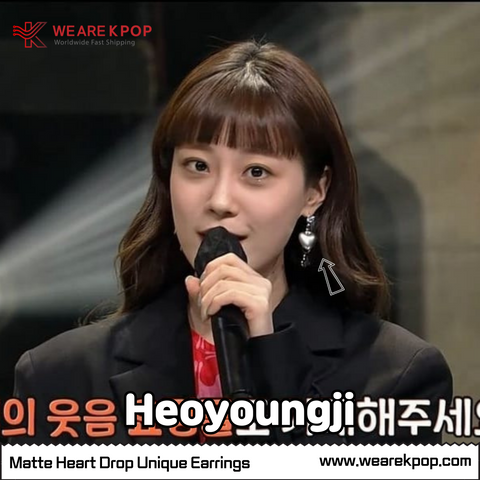 Matte Heart Drop Unique Earring (Heoyoungji) - 925 Sterling Silver