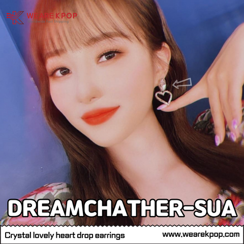 Crystal Lovely Heart Drop Earring (Dreamcatcher Jisook Nature RocketPunch) - 925 Sterling Silver