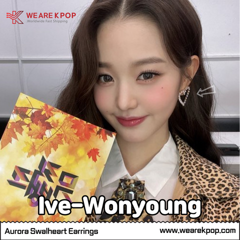 Aurora Swal Heart Earring (Wooah!-Wooyeon,Apink-Namju,Ive-Jangwonyoung) - 925 Sterling Silver
