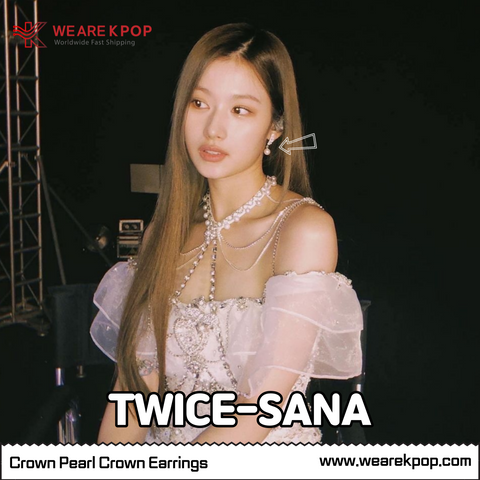 Crown Pearl Crown Earring (Twice-Sana) - 925 Sterling Silver