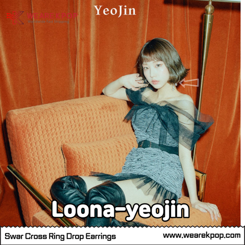 Swal Cross Ring Drop Earrings (Loona-Yeojin) - 925 Sterling Silver