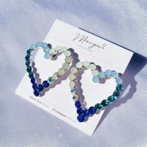 925 silver Accessories -Blue heart gradation lovely earrings (Ive-Rei)
