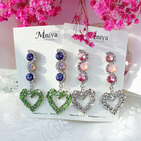 Swal Heart Drop Earring(Wooah-Nana,Izone-Joyuri) - 925 Sterling Silver