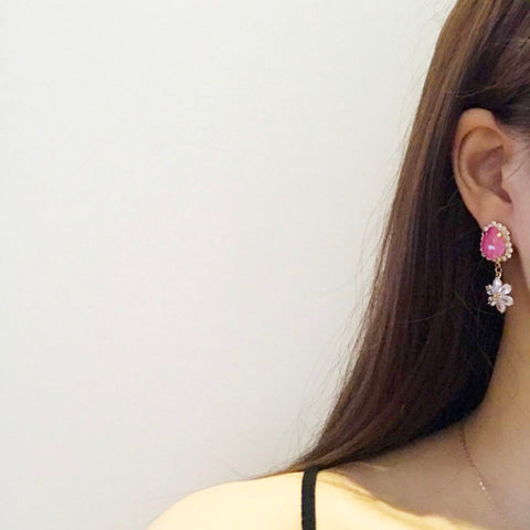 Vivid Flower Point Earrings (bravegirls-Yujeong,Yuna,Ohmygirl-Arin,Yooa) - 925 Sterling Silver