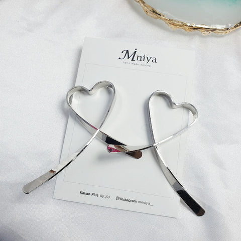 Heart Unique Daily Silver Point Earring (April-Rachel) - 925 Sterling Silver