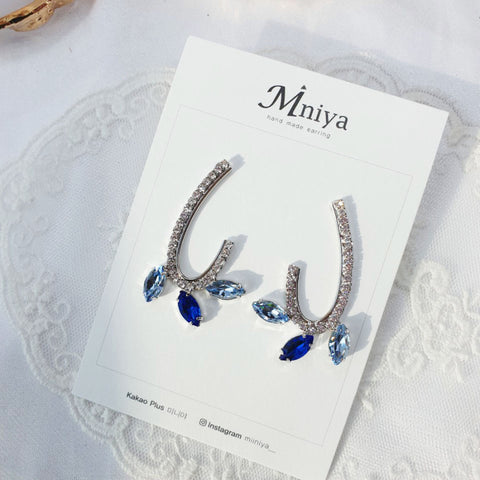 Blue unique silver earrings (Apink -Jeongeunji) - 925 Sterling Silver