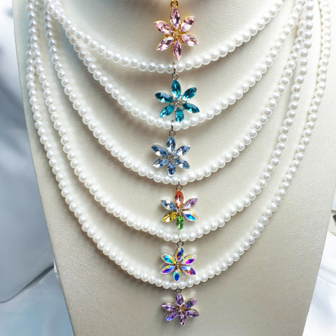 Swalflower Pearl Layered Necklace (Ohmygirl-Arin) - 925 Sterling Silver