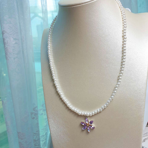 Swalflower Pearl Layered Necklace (Ohmygirl-Arin) - 925 Sterling Silver
