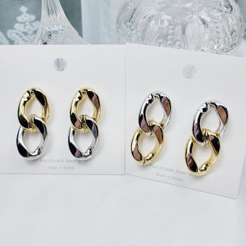 Gold Silver Cross Earrings (Twice-Tzuyu) - 925 Sterling Silver