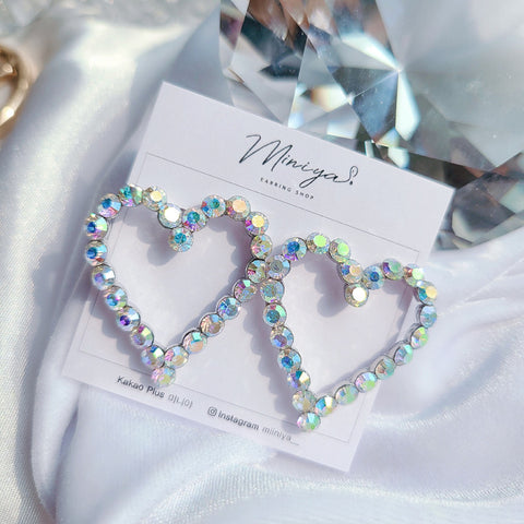 Aurora Swal Heart Earring (Wooah!-Wooyeon,Apink-Namju,Ive-Jangwonyoung) - 925 Sterling Silver