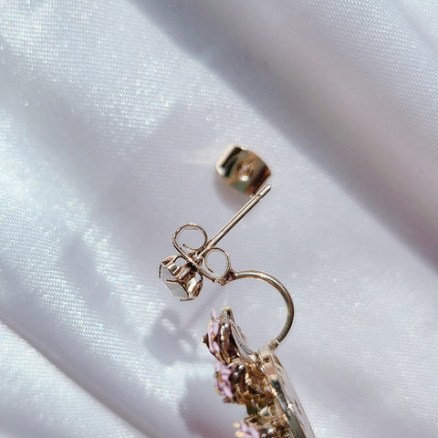 Lovely Handmade Two-Way Flower Earring (Wooah!-Wooyeon,Lovelyz-zie) - 925 Sterling Silver