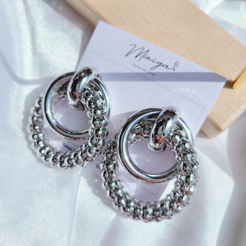 Unique Circle Triple Earrings (WJSN-Eunseo,Everglow-Eu) - 925 Sterling Silver