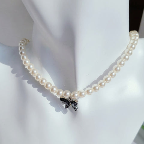 Butterfly Pearl Cute Point Necklace (Ive-Iseo,Loona-Haejin) - 925 Sterling Silver