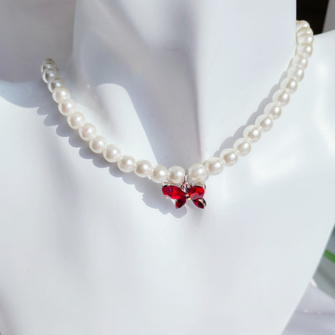 Butterfly Pearl Cute Point Necklace (Ive-Iseo,Loona-Haejin) - 925 Sterling Silver