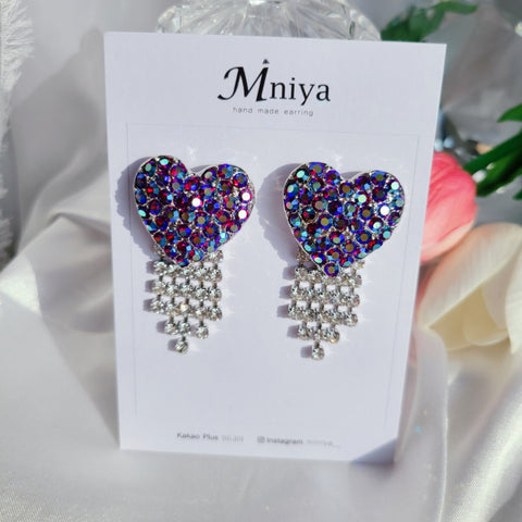 Julan Drop Cubic Heart Earring (Sunmi,ICHILLIN') - 925 Sterling Silver