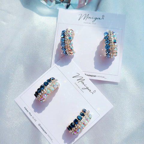 Blue Cubic Opal Ring Earrings (Ohmygirl-Bini) - 925 Sterling Silver