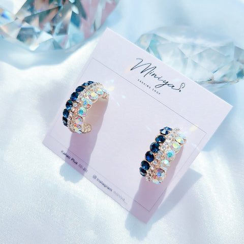 Blue Cubic Opal Ring Earrings (Ohmygirl-Bini) - 925 Sterling Silver