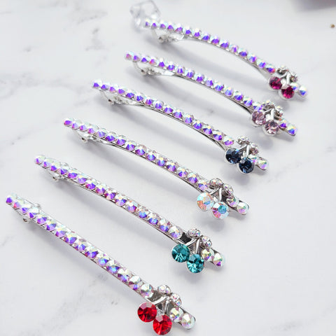 Cherry Swarovski Point Hairpin (Rocketpunch-Yeonhee) - 925 Sterling Silver