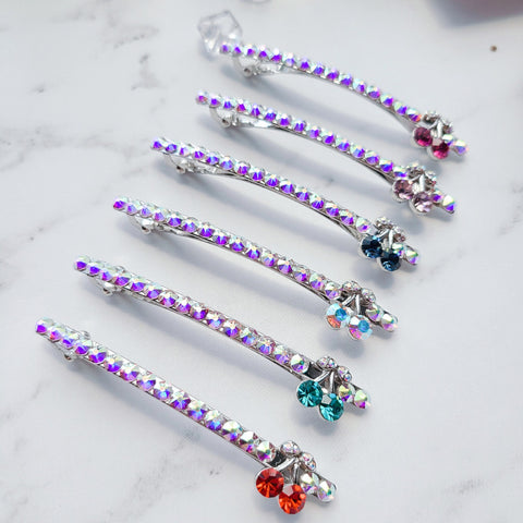 Cherry Swarovski Point Hairpin (Rocketpunch-Yeonhee) - 925 Sterling Silver