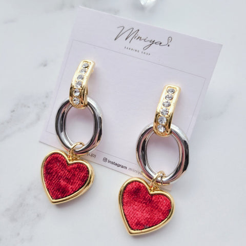 Heart unique lovely chain earrings (Lightsum-Yujeong) - 925 Sterling Silver