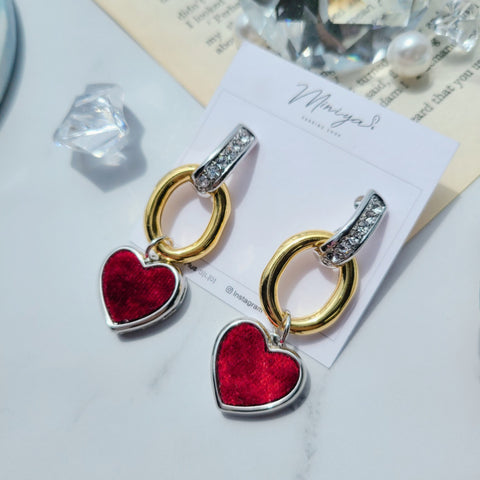 Heart unique lovely chain earrings (Lightsum-Yujeong) - 925 Sterling Silver