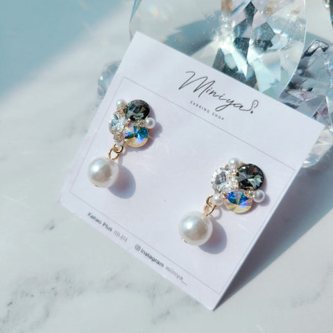 925 silver Accessories - Pearl Ribbon Point Earrings (Ive-jangwonyoung)