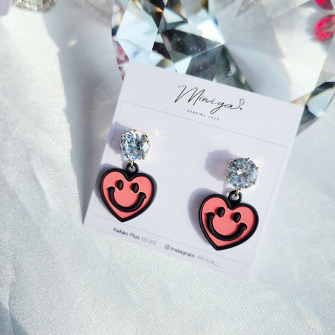 Mini Smile Heart Cubic Earring (Kep1er,Dreamcatcher-Gahyun) - 925 Sterling Silver