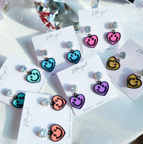 Mini Smile Heart Cubic Earring (Kep1er,Dreamcatcher-Gahyun) - 925 Sterling Silver