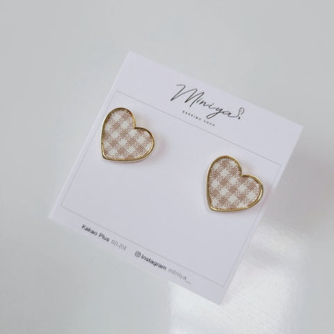 Mini Check Heart Daily Earring(Billlie-Tsuki) - 925 Sterling Silver