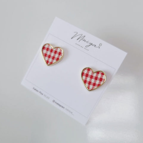 Mini Check Heart Daily Earring(Billlie-Tsuki) - 925 Sterling Silver