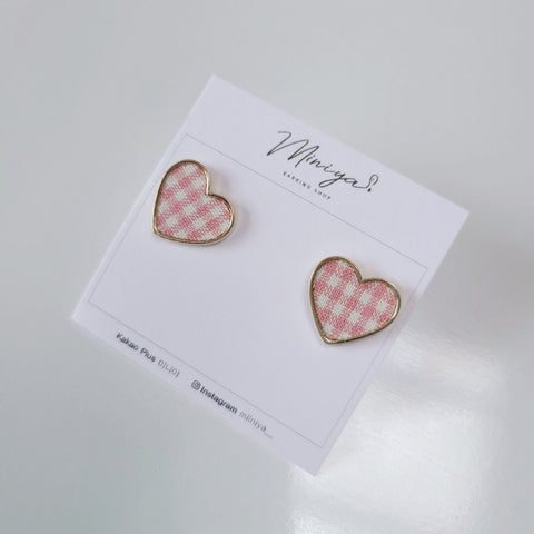 Mini Check Heart Daily Earring(Billlie-Tsuki) - 925 Sterling Silver