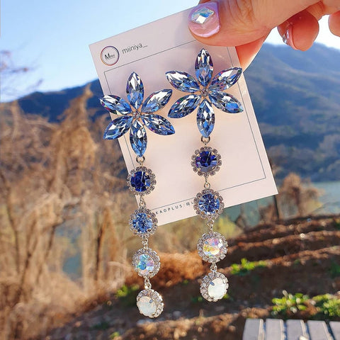 Long Drop Flower Earrings