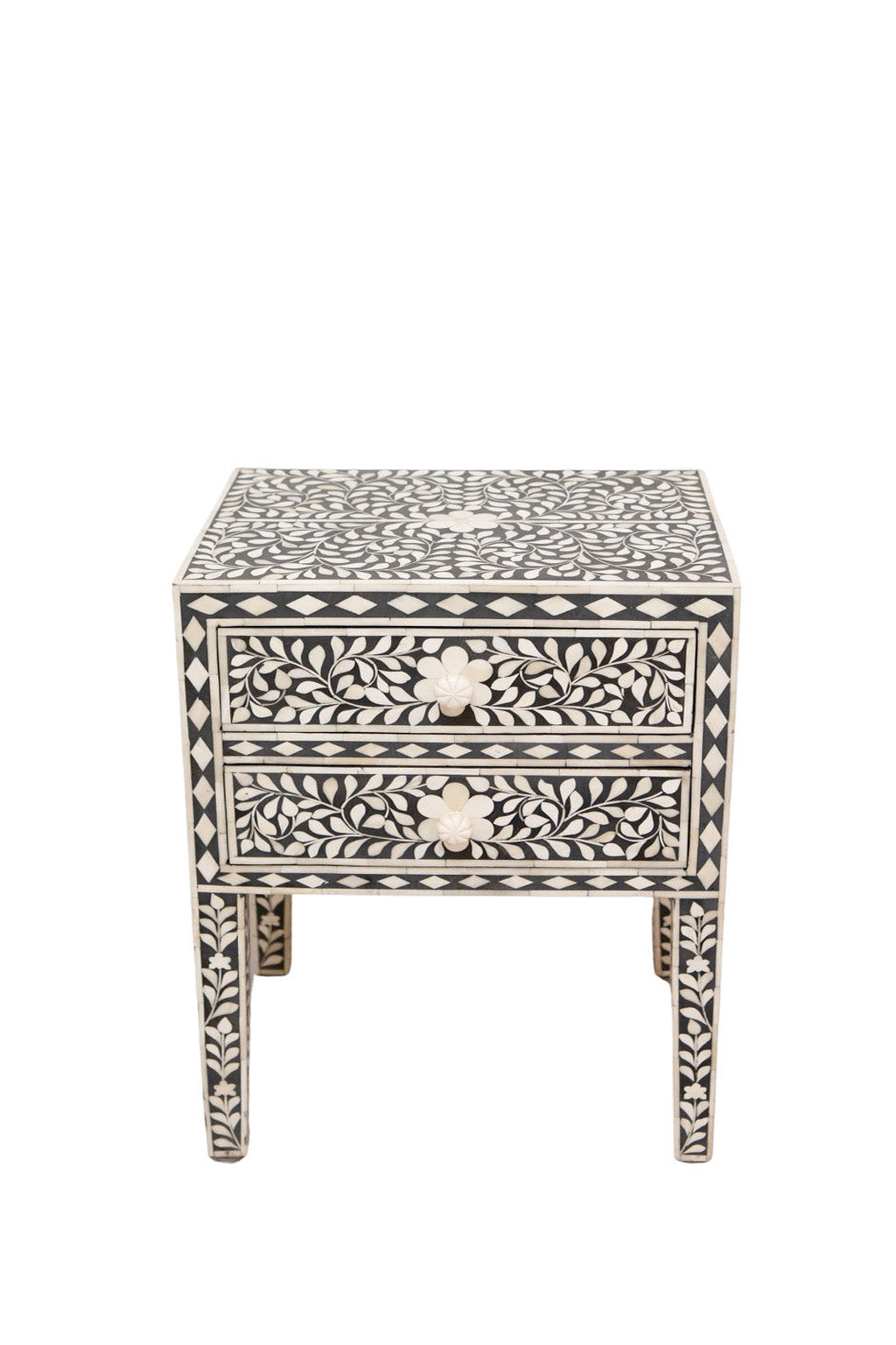 black bone inlay bedside table