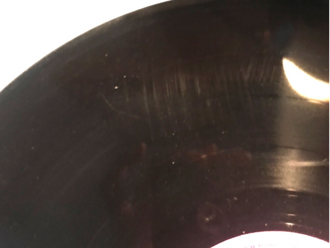 Close up of vinyl record grooves