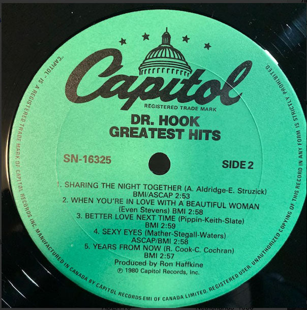 Dr Hook ‎ Greatest Hits Vinyl Pursuit Inc 6495