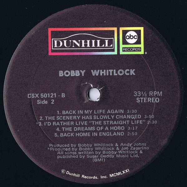 Bobby Whitlock – Bobby Whitlock - 1972 US Pressing – Vinyl Pursuit Inc