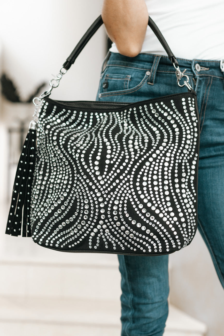 Wavy Design Rhinestone Bag