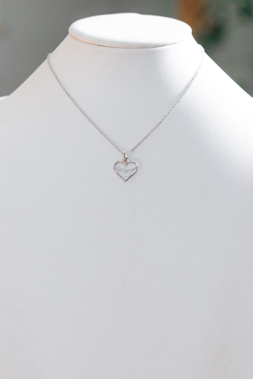 Rhinestone Half Heart Necklace