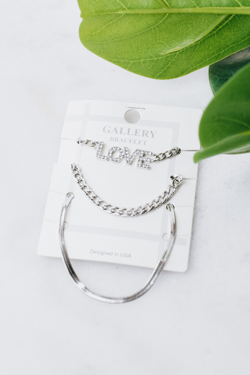 Thick Chain 3 Strand Love Bracelet